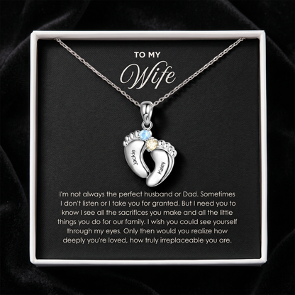 "Our Little Footprints" - Custom Name Baby Feet Necklace