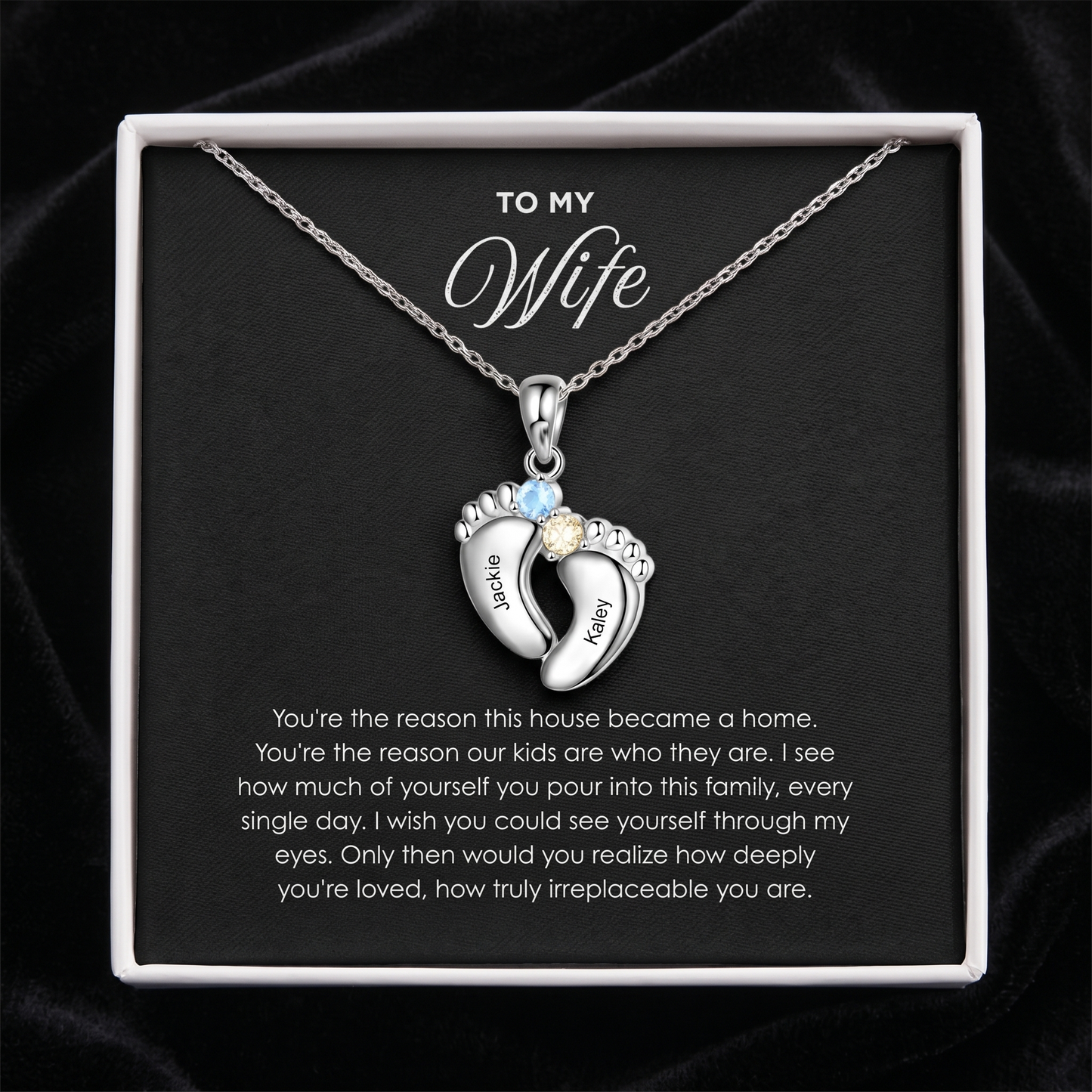 "Our Little Footprints" - Custom Name Baby Feet Necklace