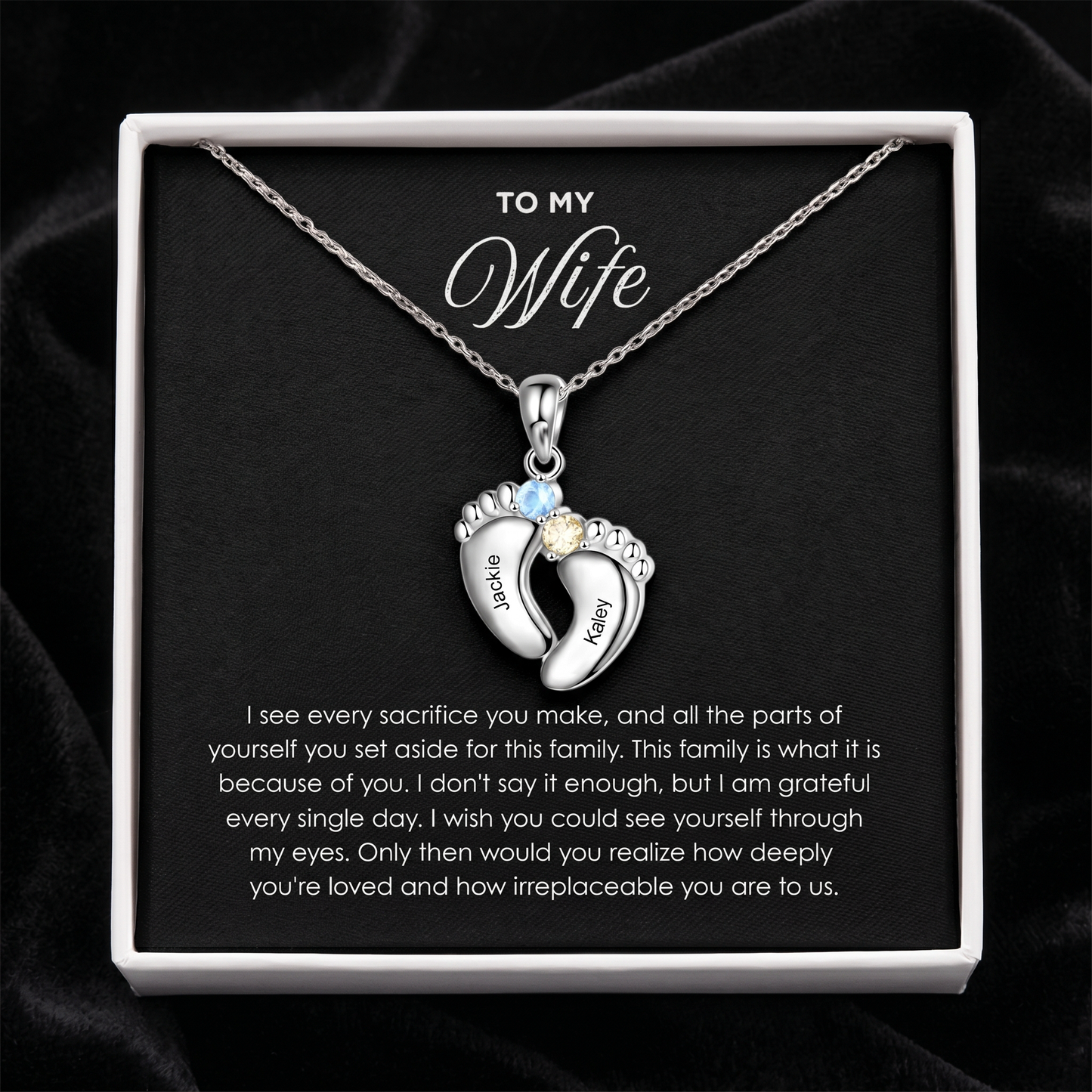 "Our Little Footprints" - Custom Name Baby Feet Necklace