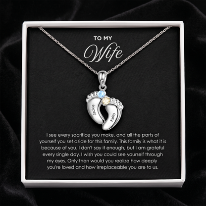 "Our Little Footprints" - Custom Name Baby Feet Necklace