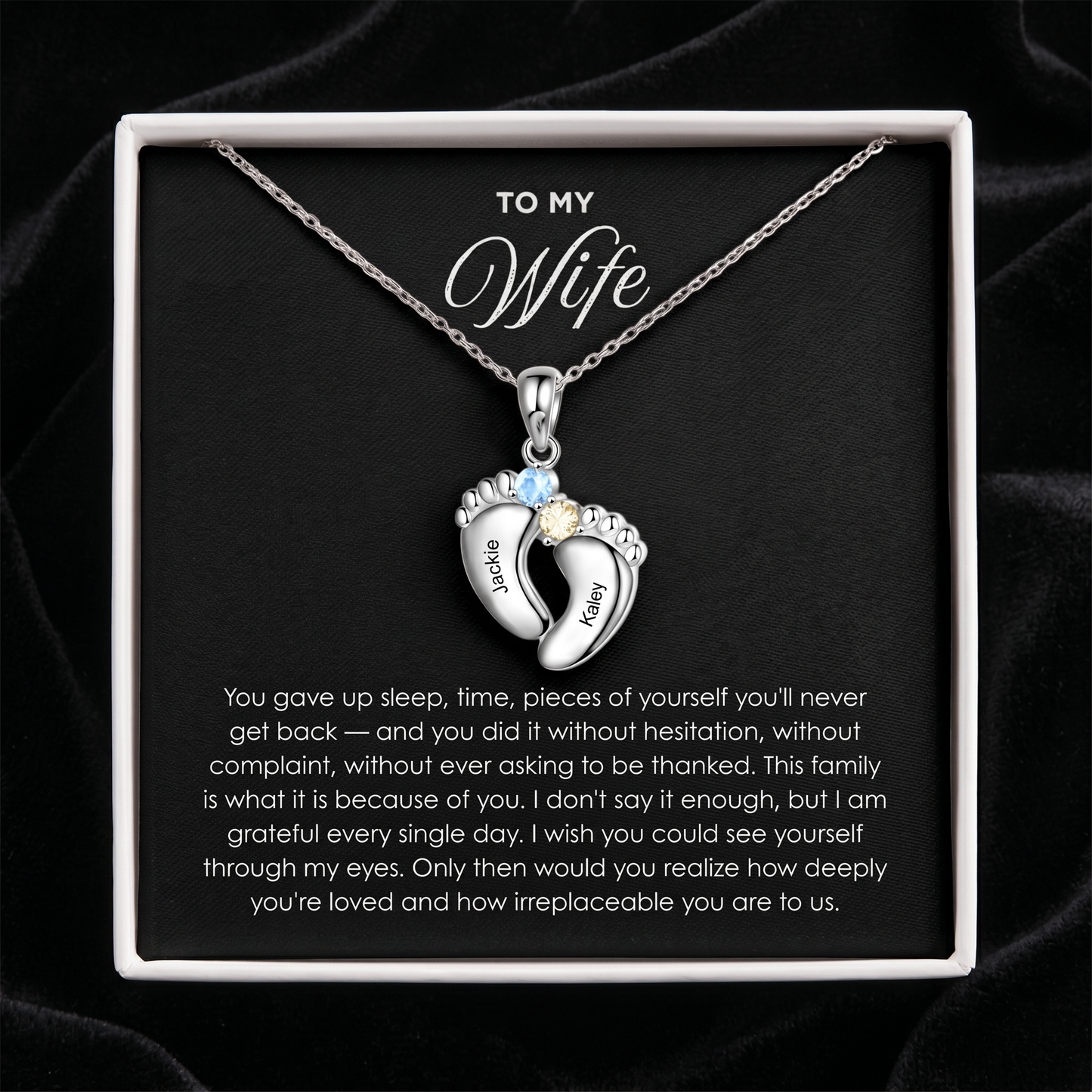 "Our Little Footprints" - Custom Name Baby Feet Necklace