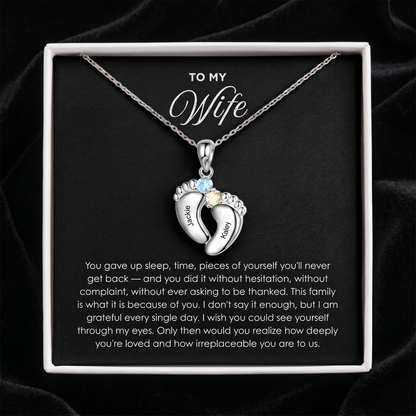 "Our Little Footprints" - Custom Name Baby Feet Necklace