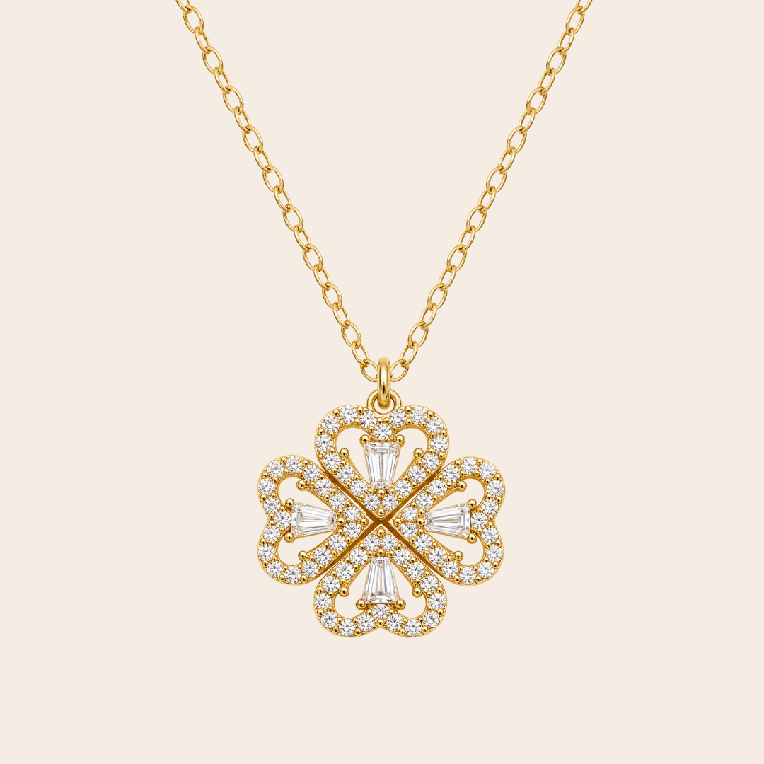 Collar con trébol de cuatro hojas «amuleto de la suerte»