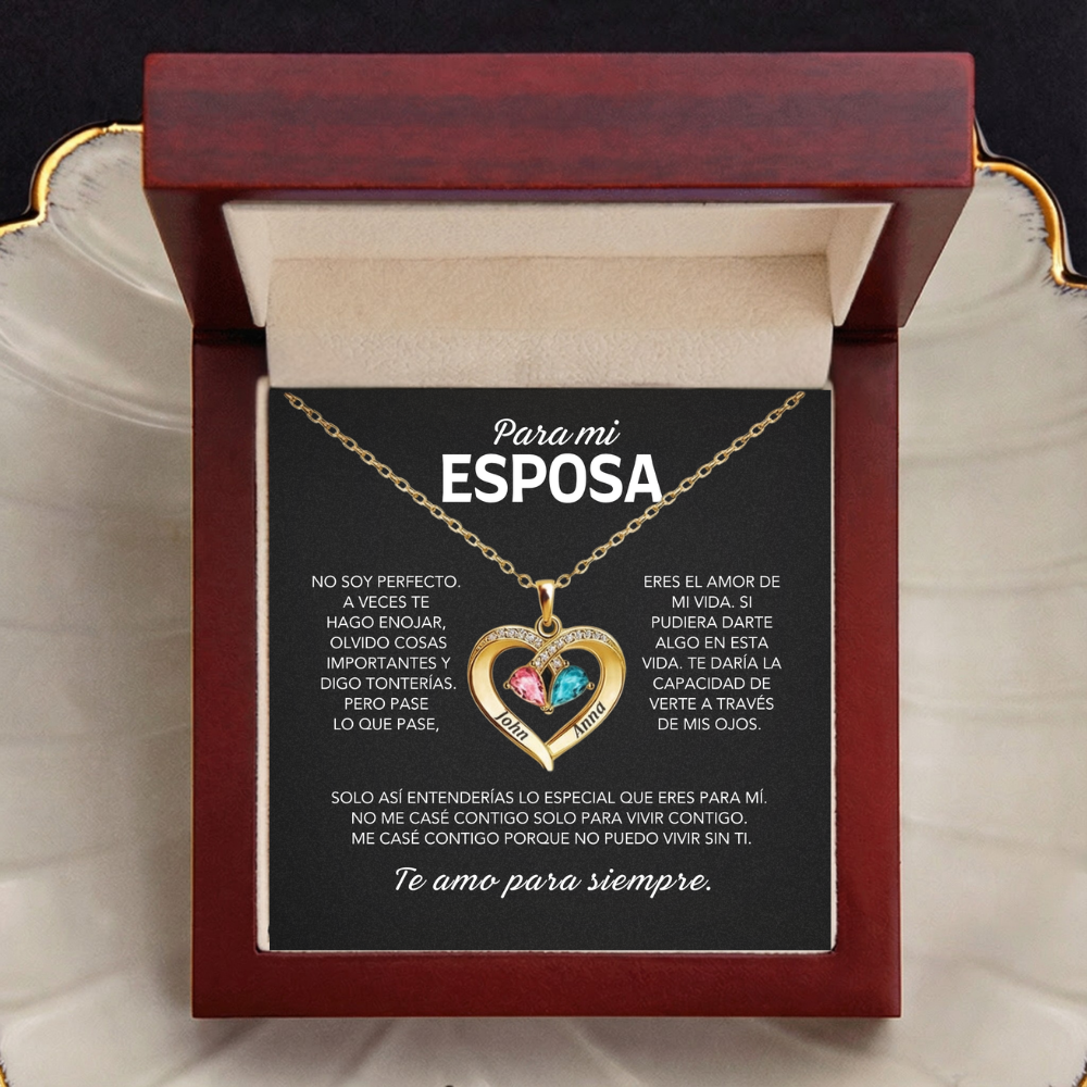 Siempre Tuya – Collar de corazón con piedra natal