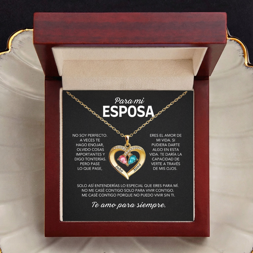 Siempre Tuya – Collar de corazón con piedra natal