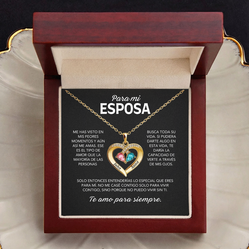 Siempre Tuya – Collar de Corazón con Piedra de Nacimiento