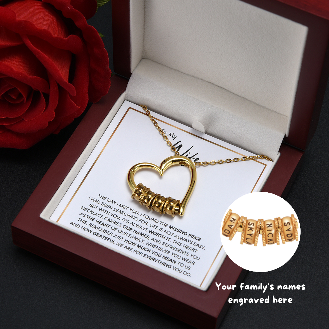 Heart of Our Family – Personalized Necklace with Luxury LED Box