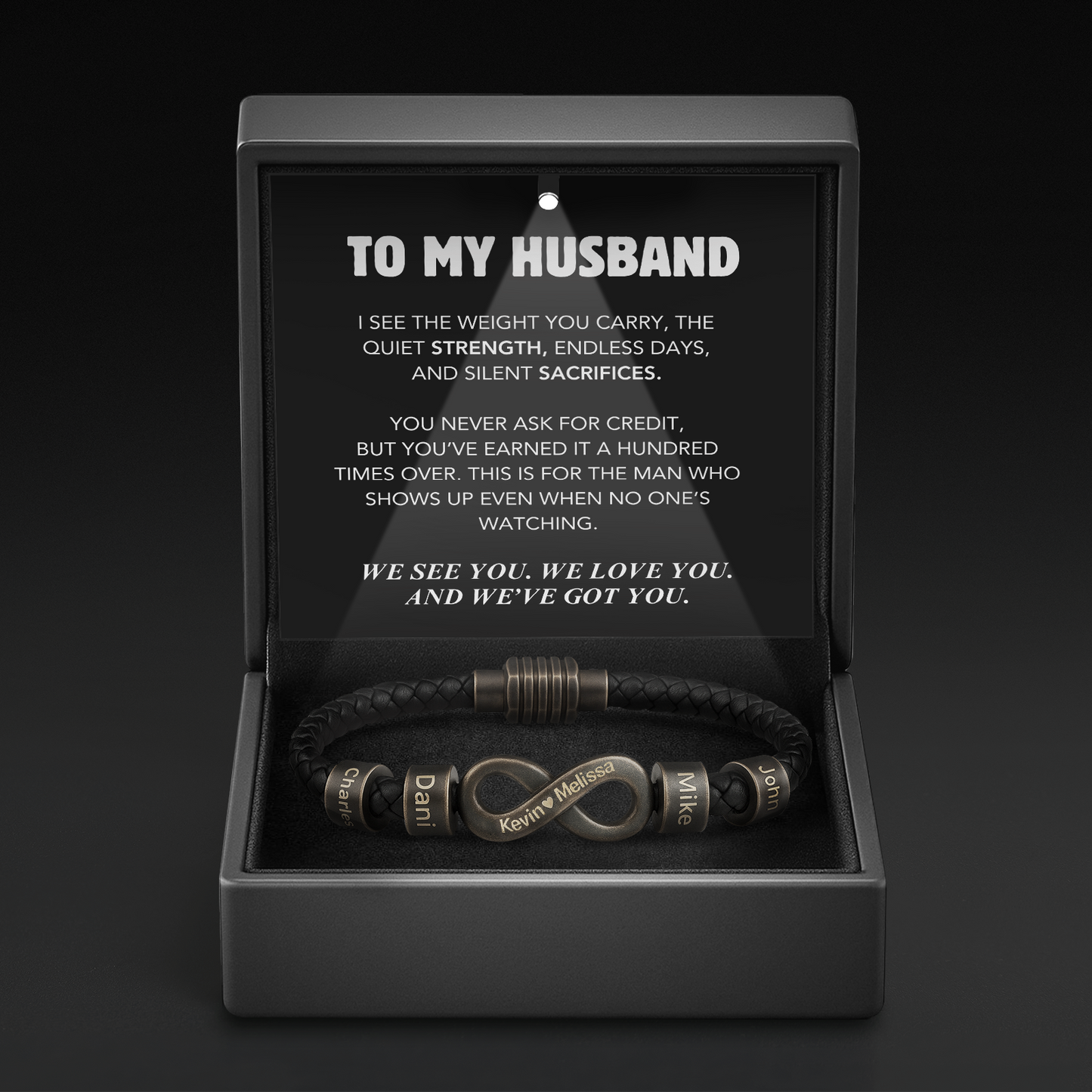 Infinity Name Bracelet - For the Man Who Holds Us Together