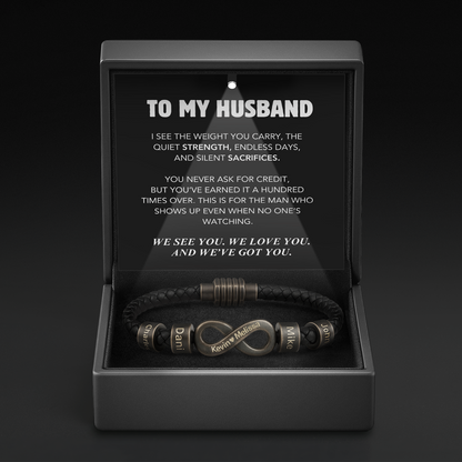Infinity Name Bracelet - For the Man Who Holds Us Together