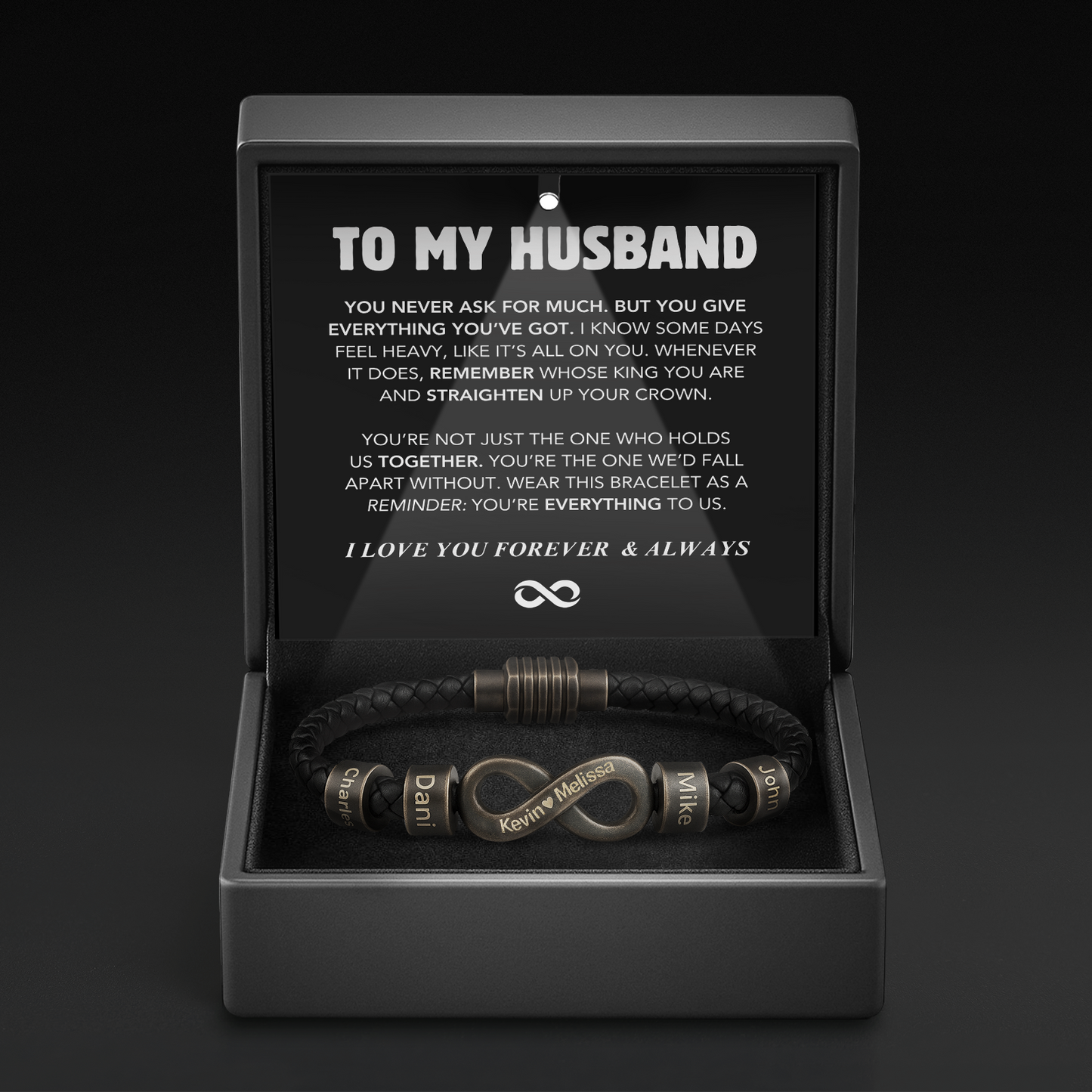 Infinity Name Bracelet - For the Man Who Holds Us Together