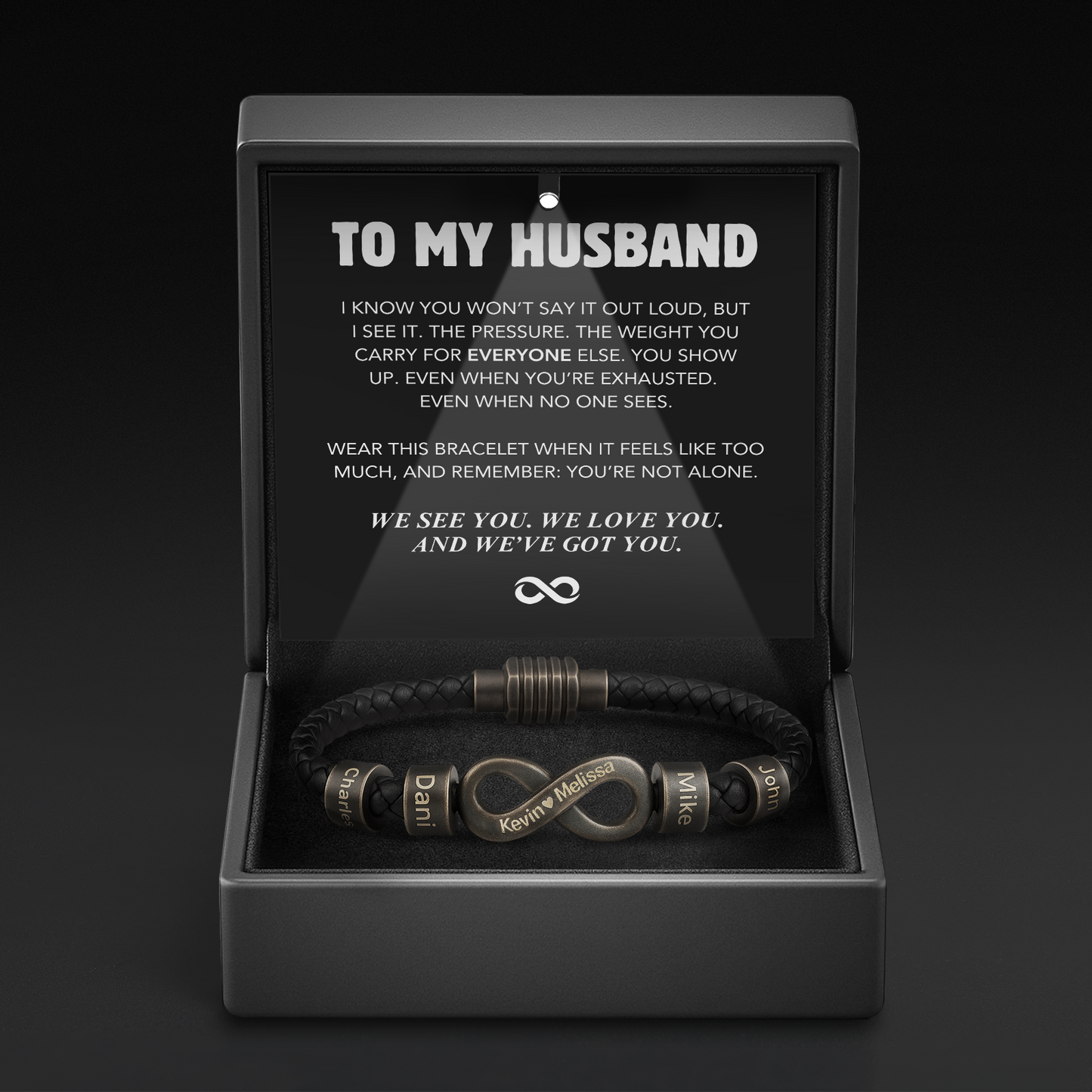 Infinity Name Bracelet - For the Man Who Holds Us Together