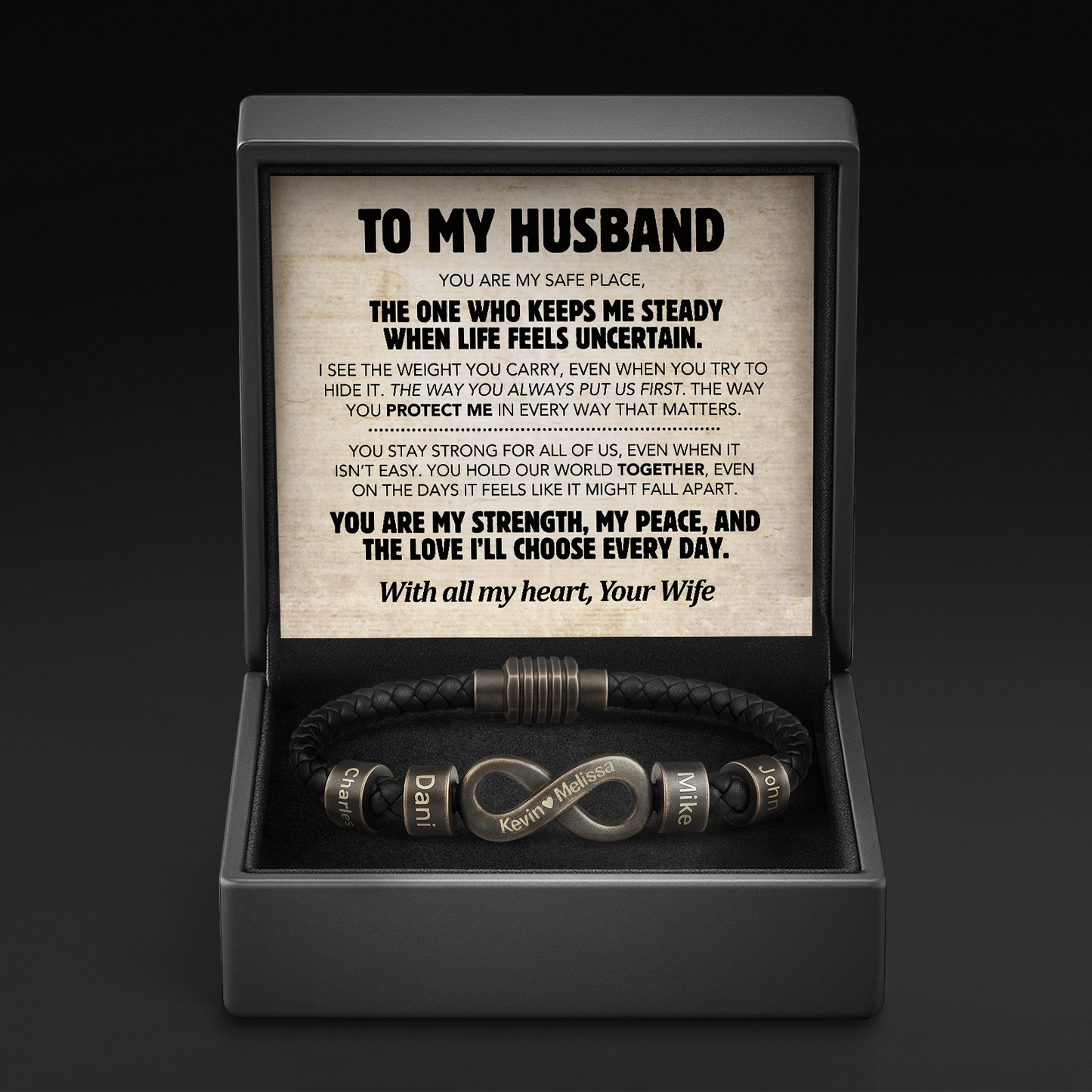 Infinity Name Bracelet - For the Man Who Holds Us Together