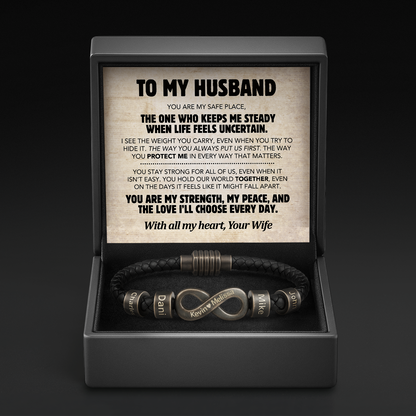 Infinity Name Bracelet - For the Man Who Holds Us Together