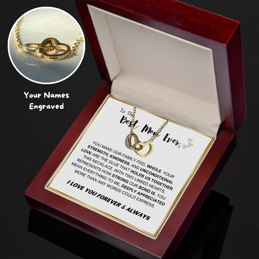 "To The Best Mom Ever" - Interlocking Hearts Necklace w/ Luxury LED Box
