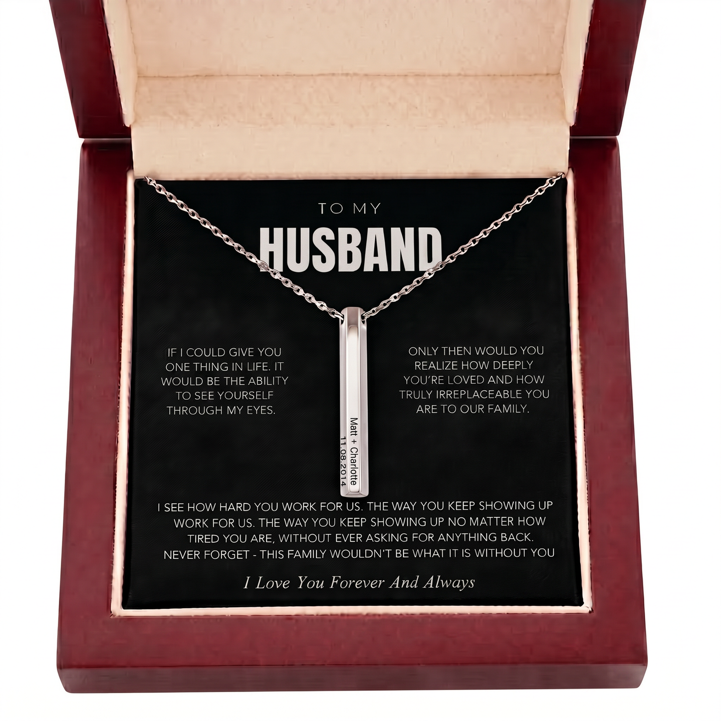 To My Husband - Personalized Hexagon Necklace