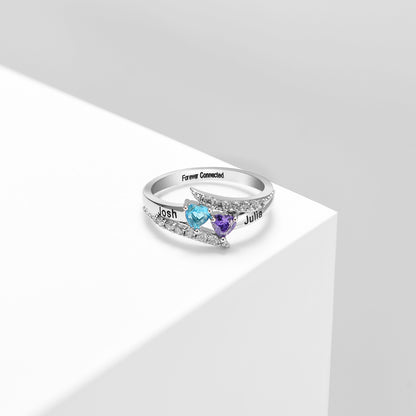Personalized Birthstone Couples Ring
