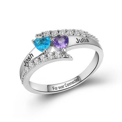 Personalized Birthstone Couples Ring