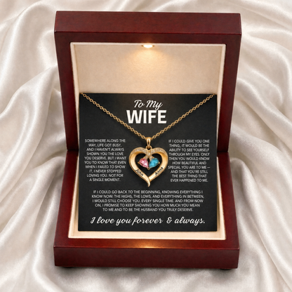 To My Wife – Birthstone Heart Necklace