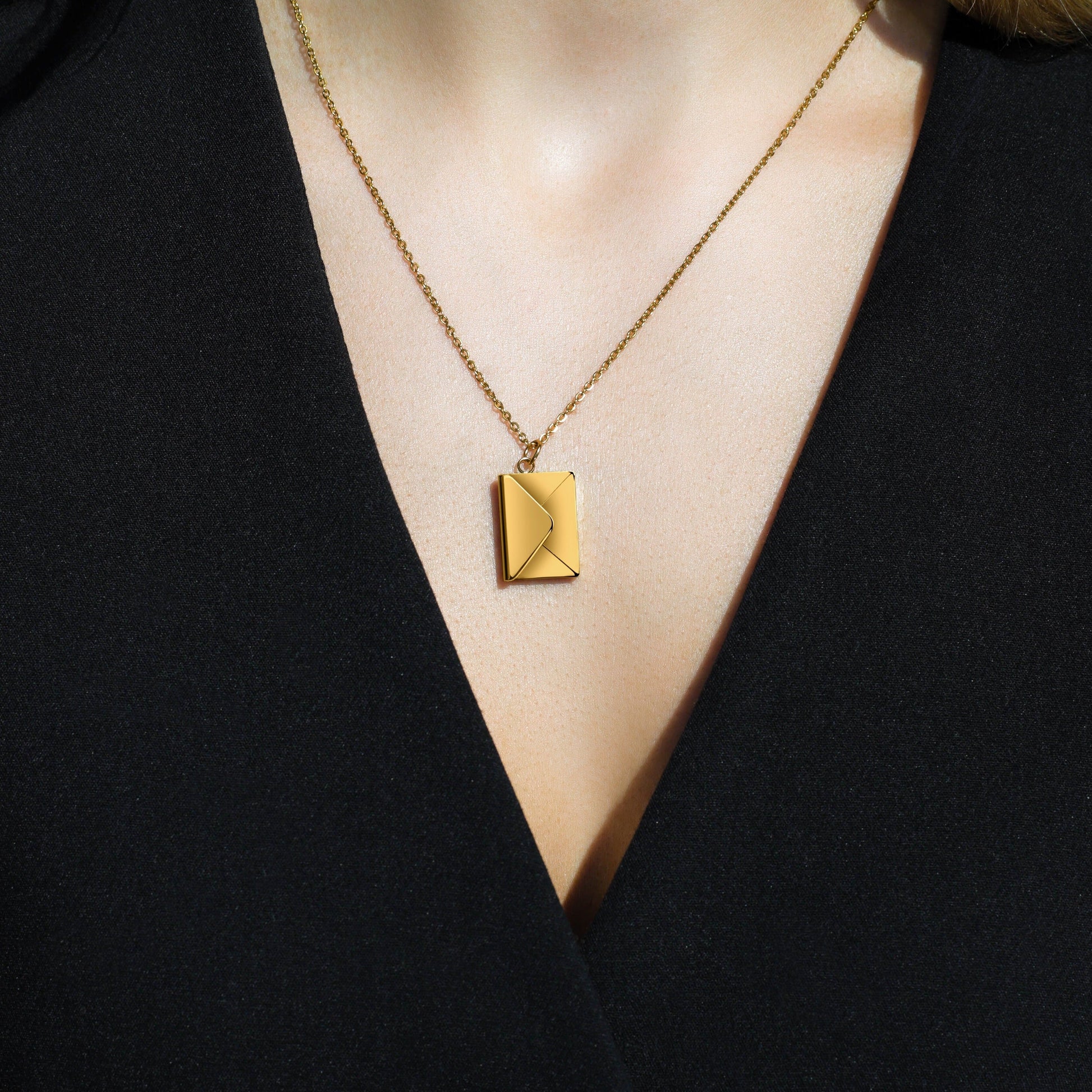 Love Letter Envelope Pendant Necklace Two Tone Valentine's Day SM