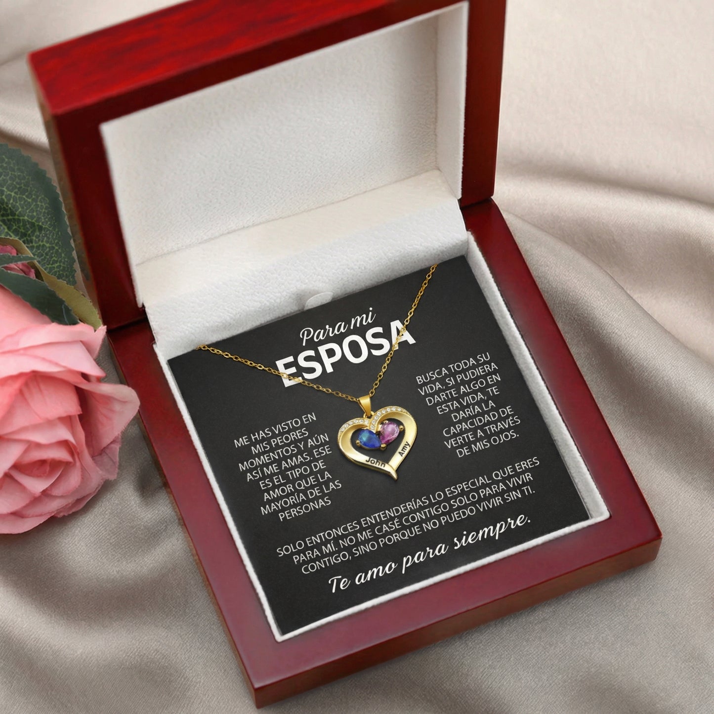 Siempre Tuya – Collar de Corazón con Piedra de Nacimiento