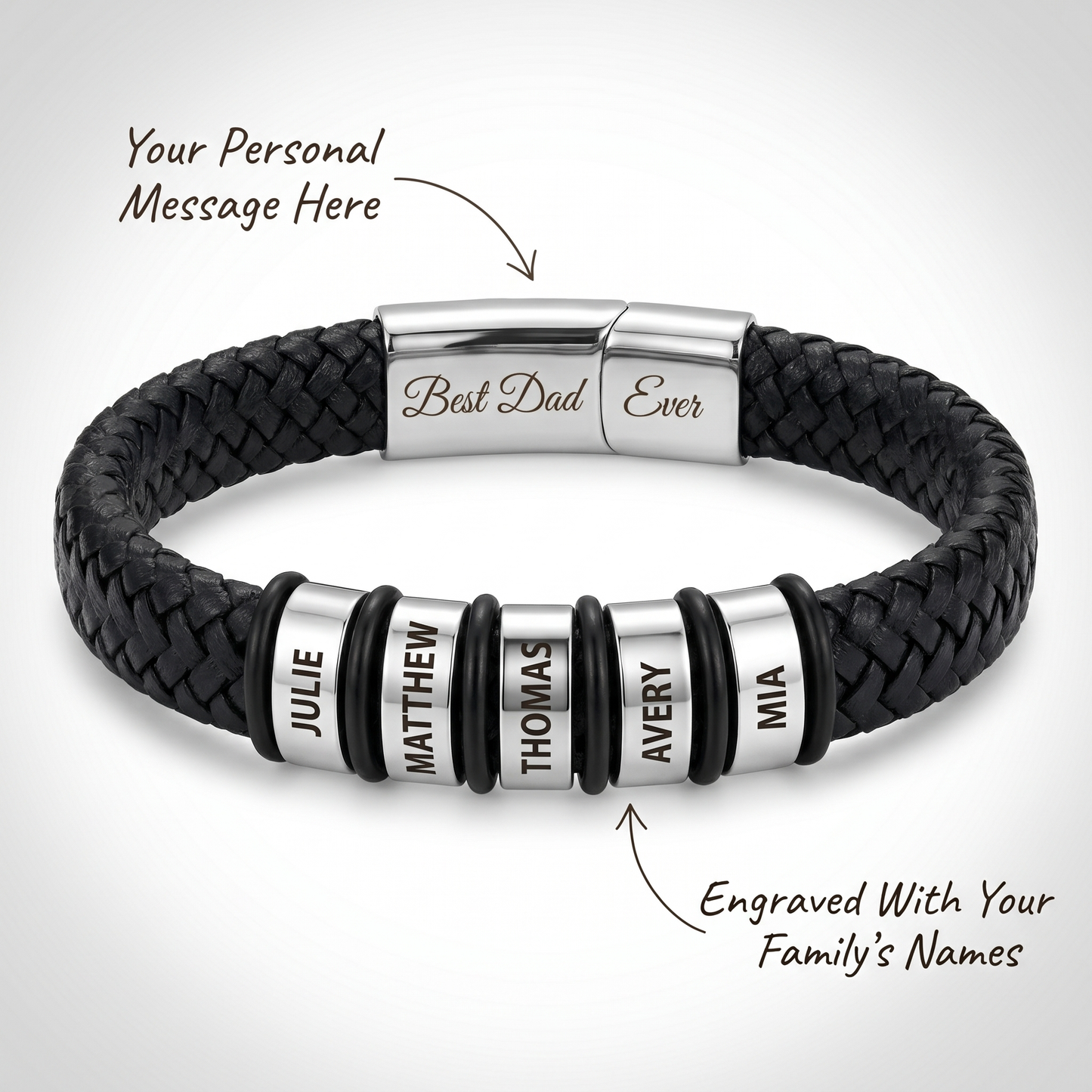 Family Forever - Set de pulseras personalizadas de cuero
