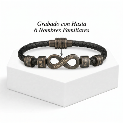 Pulsera infinito personalizada para el hombre que mantiene unida a la familia