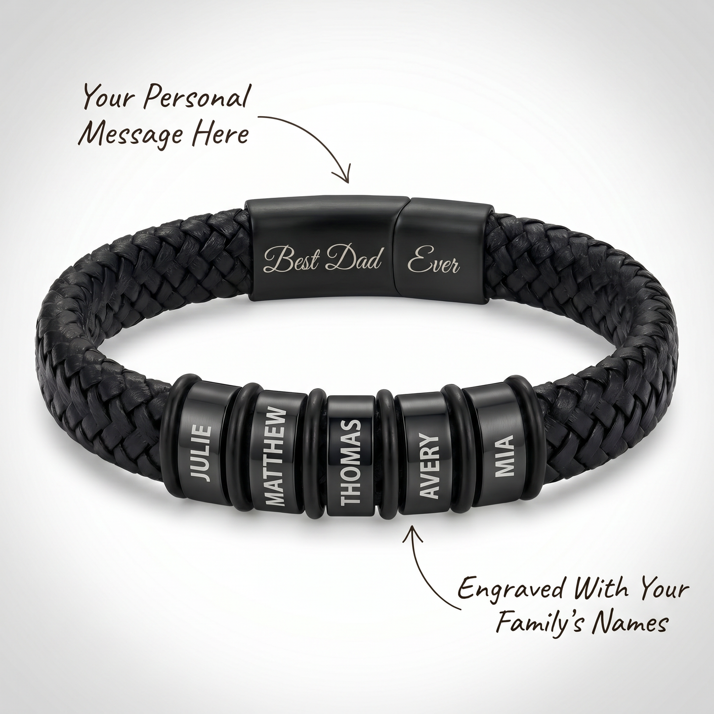 Family Forever - Personalized Leather Style Bracelet Set