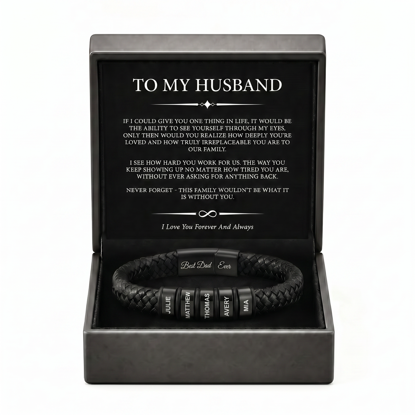 Family Forever - Personalized Leather Style Bracelet Set