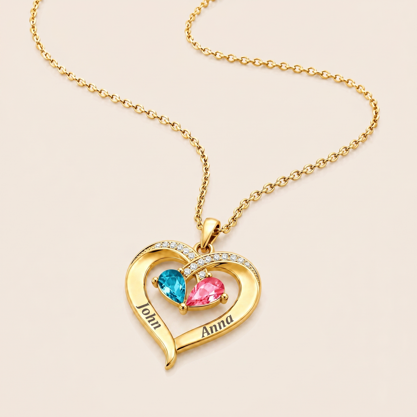 To My Wife – Birthstone Heart Necklace