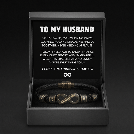 Infinity Name Bracelet - For the Man Who Holds Us Together