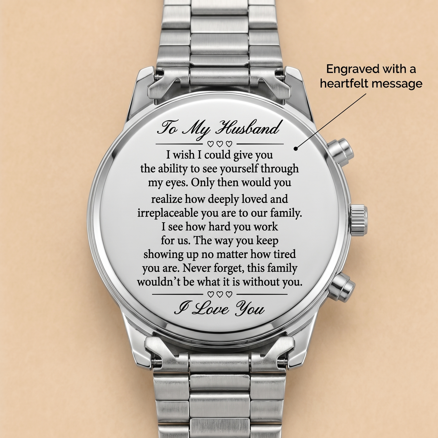 Para mi marido: reloj personalizado de acero inoxidable