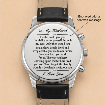Para mi marido: reloj con correa de cuero personalizada