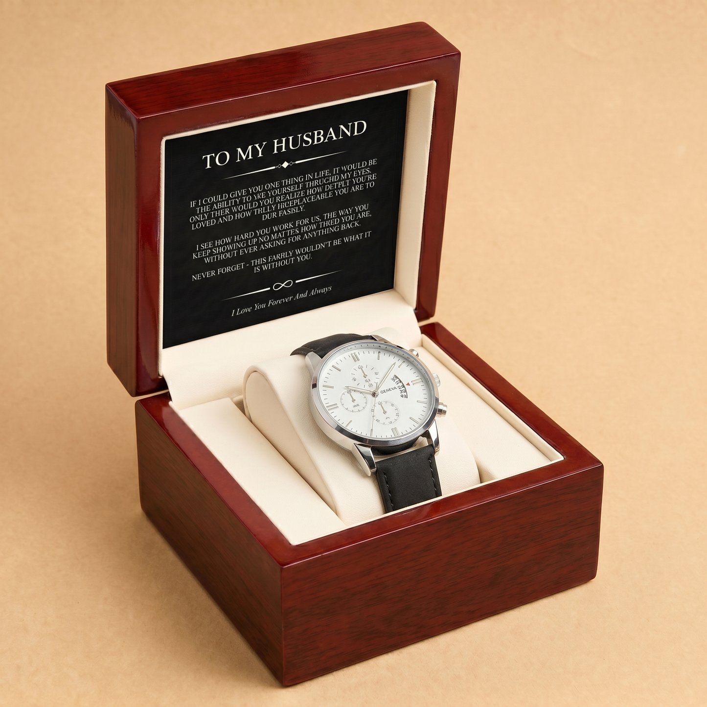 Para mi marido: reloj con correa de cuero personalizada