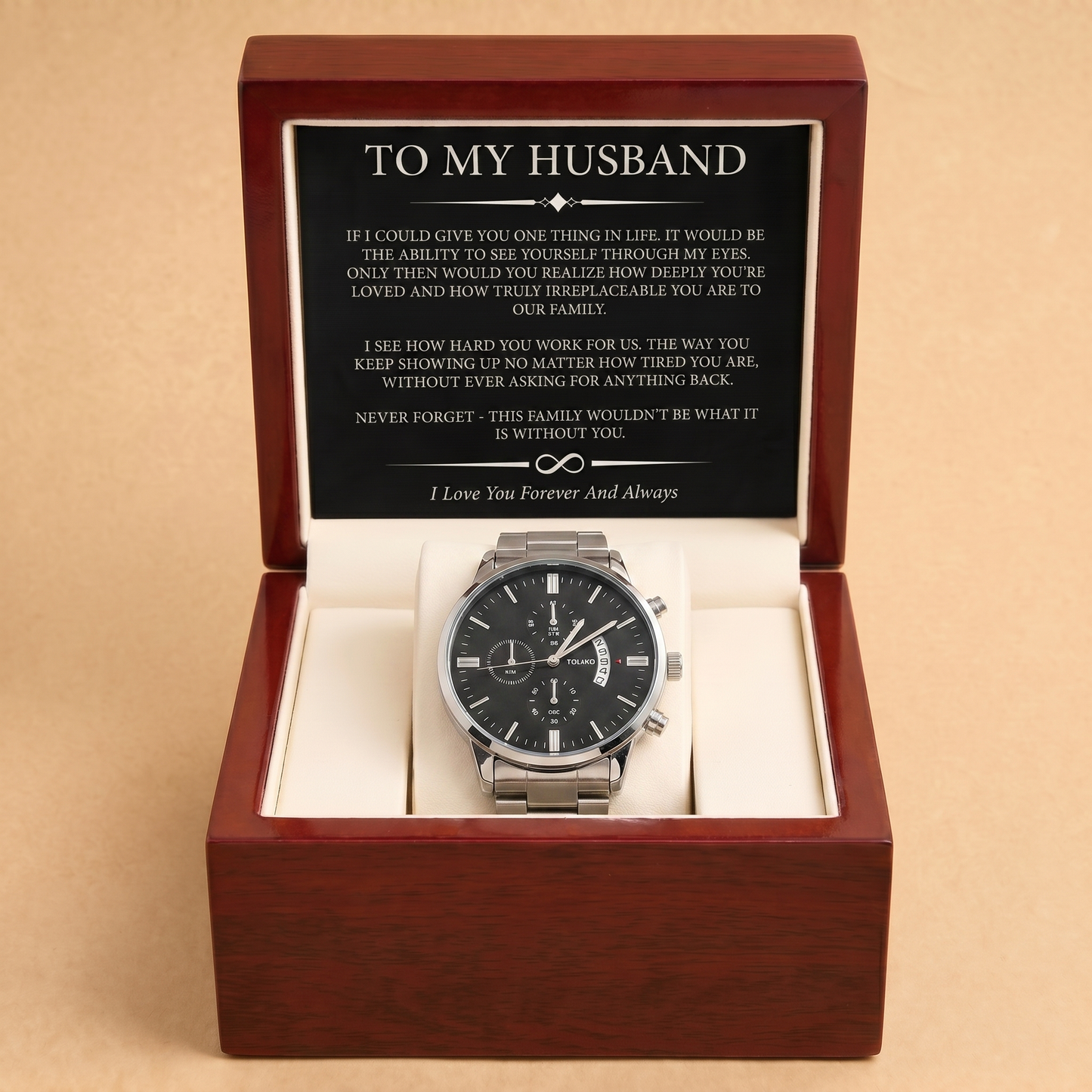 Para mi marido: reloj personalizado de acero inoxidable