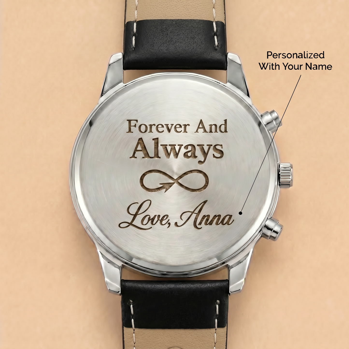 Para mi marido: reloj con correa de cuero personalizada