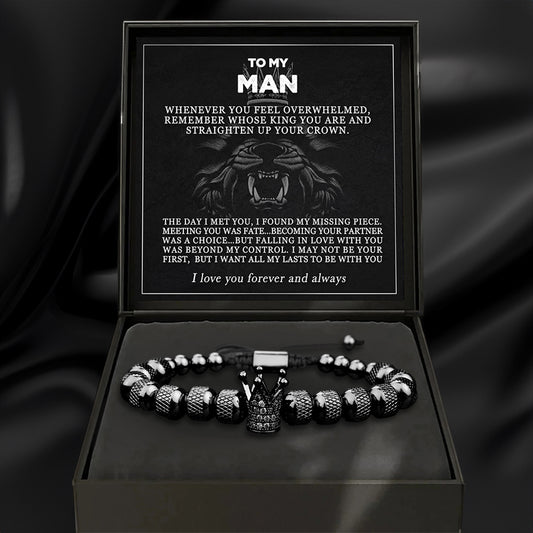 "To My Man - Straighten Your Crown" Bracelet Gift Set