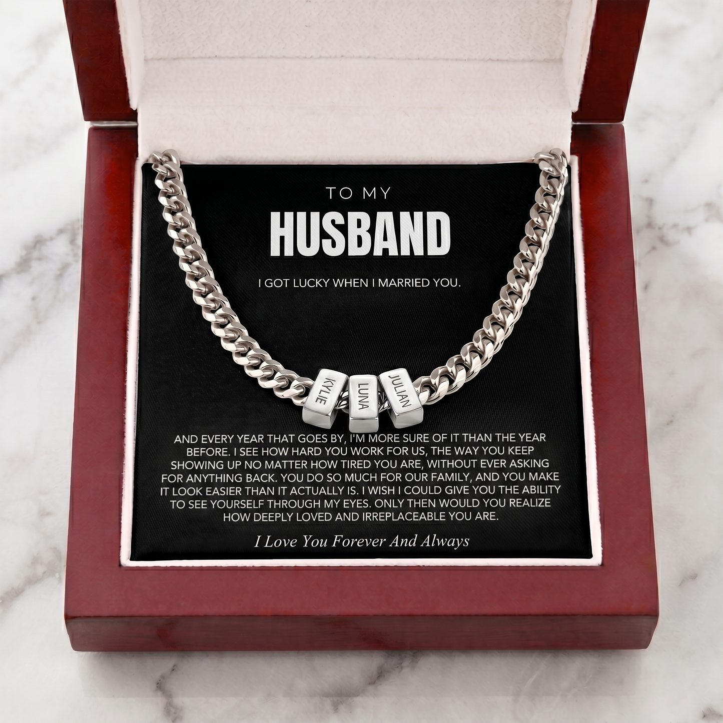 Family Name Necklace - For the Man Who Holds Us Together