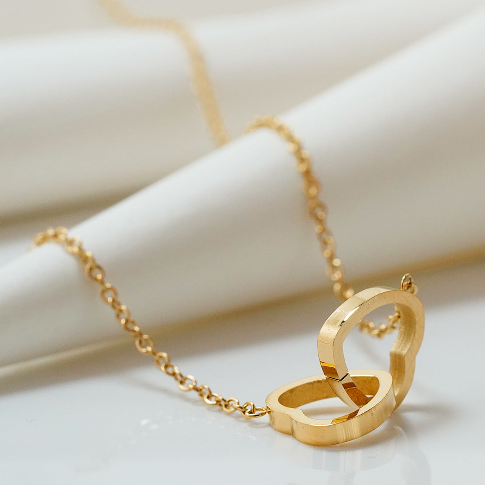 Interlocking Hearts Necklace with White Forever Rose Box