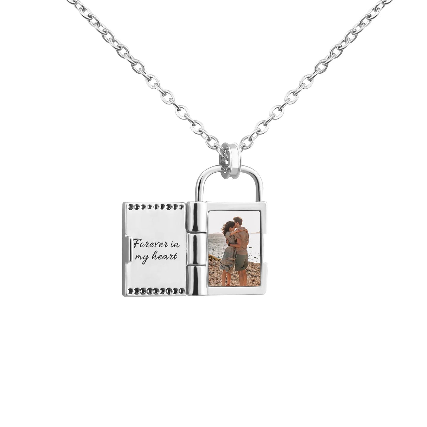 Forever Love Locked Necklace - Custom Photo