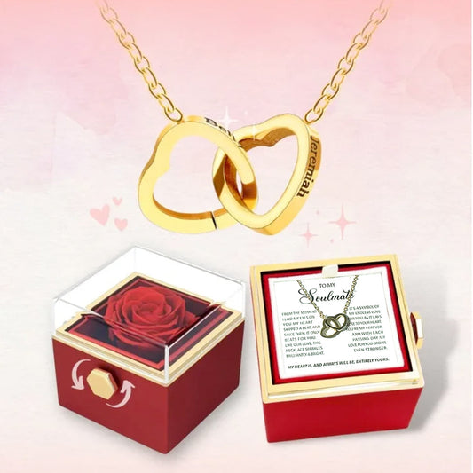 To My Soulmate - Eternal Rose Box Interlocking Hearts Gift Set
