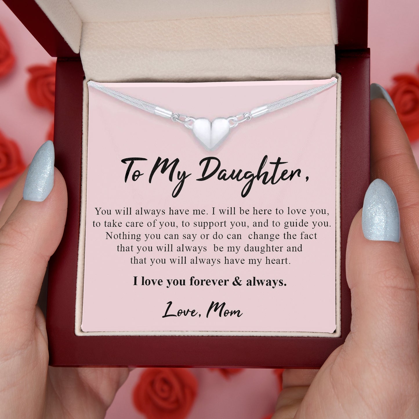 To My Daughter - Magnetic Heart Necklace Set