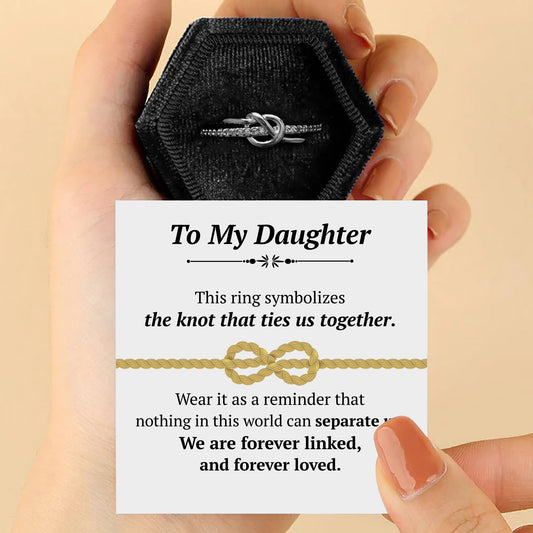 To My Daughter - " Forever Linked and Loved" Love Knot Ring
