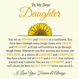 To My Daughter "You Are My Sunshine" - Sunflower Ring Set