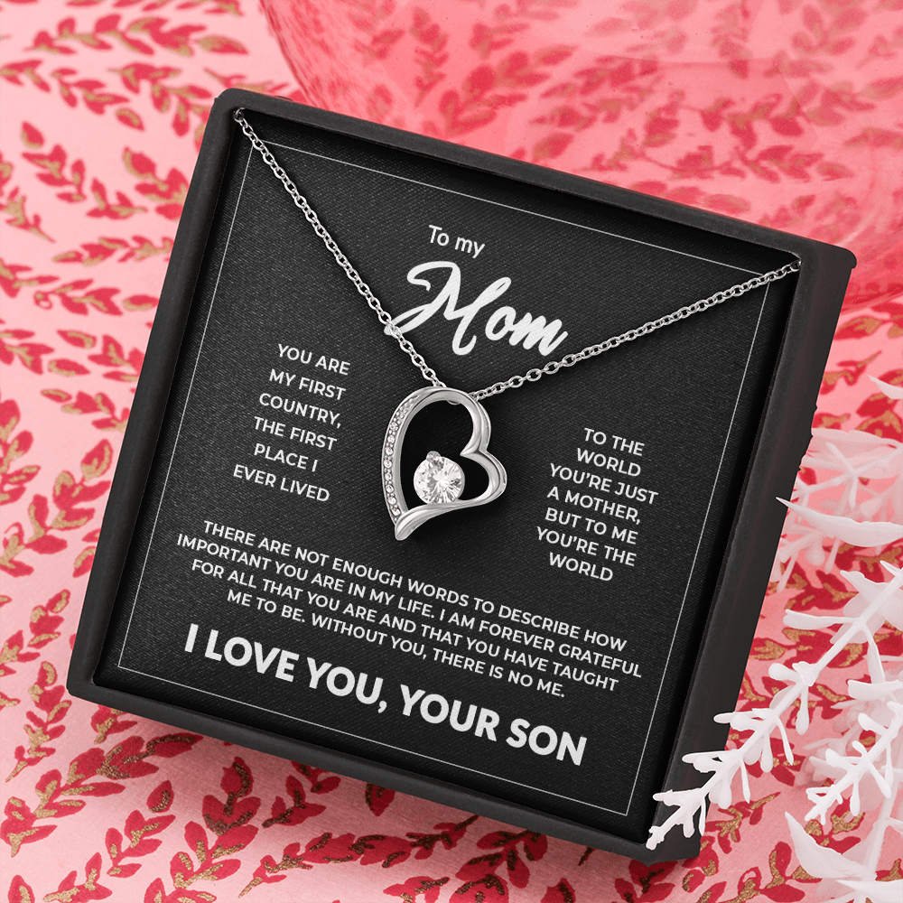 To My Mother Gift Forever Love Necklace Message Card Gift from Son to