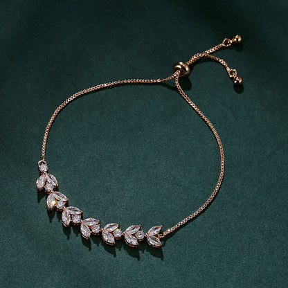 Sparkling Leaf Tennis Bracelet - Adjustable