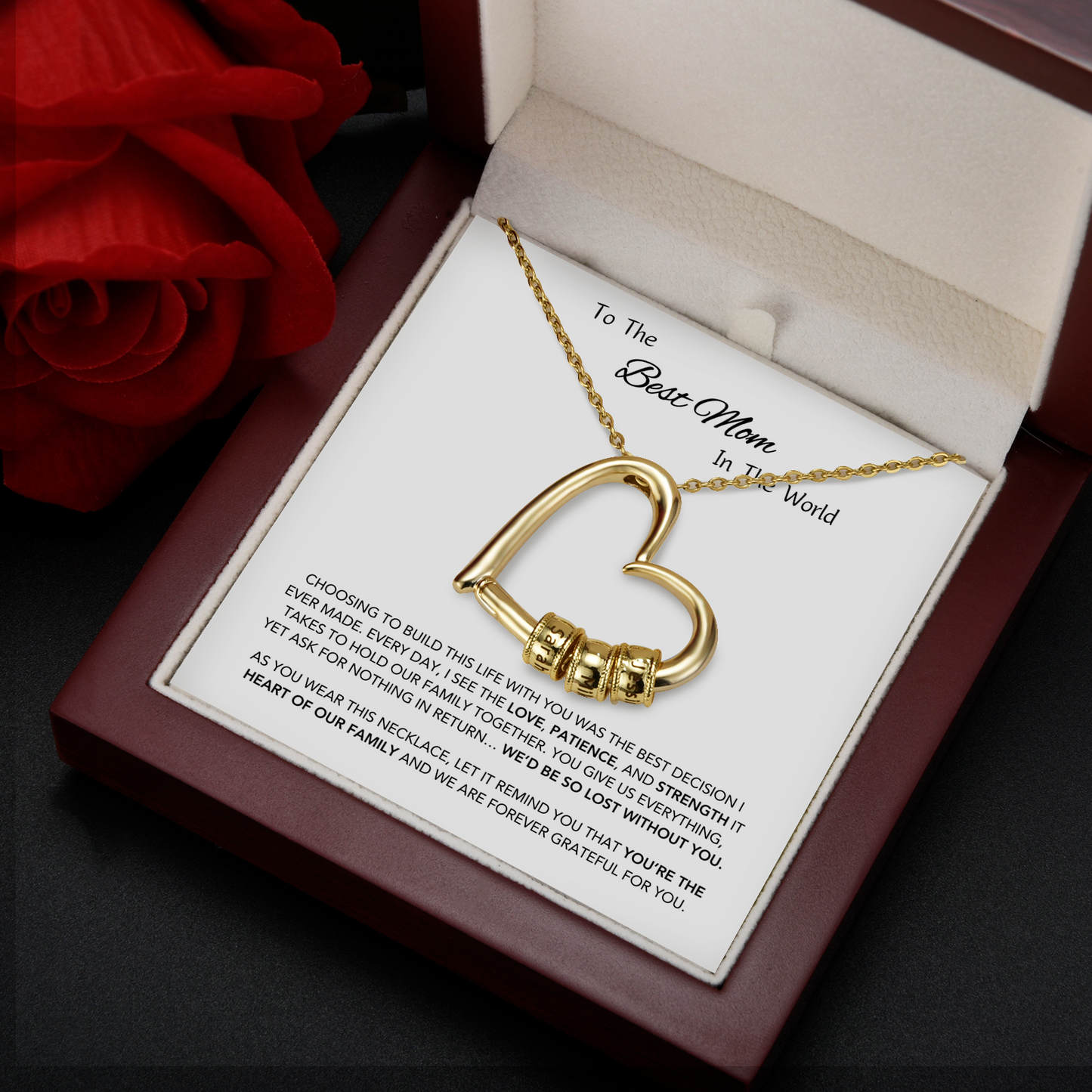 Halskette "Herz der Familie" mit LED-Geschenkbox