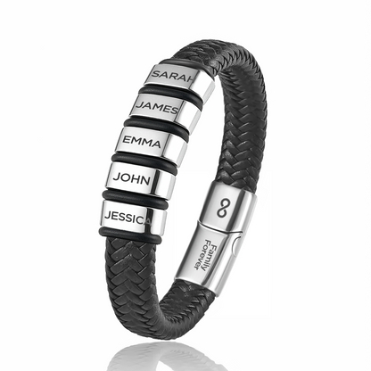 Family Forever - Personalisiertes Lederarmband
