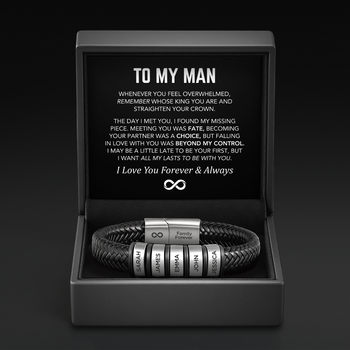 Family Forever - Personalisiertes Lederarmband