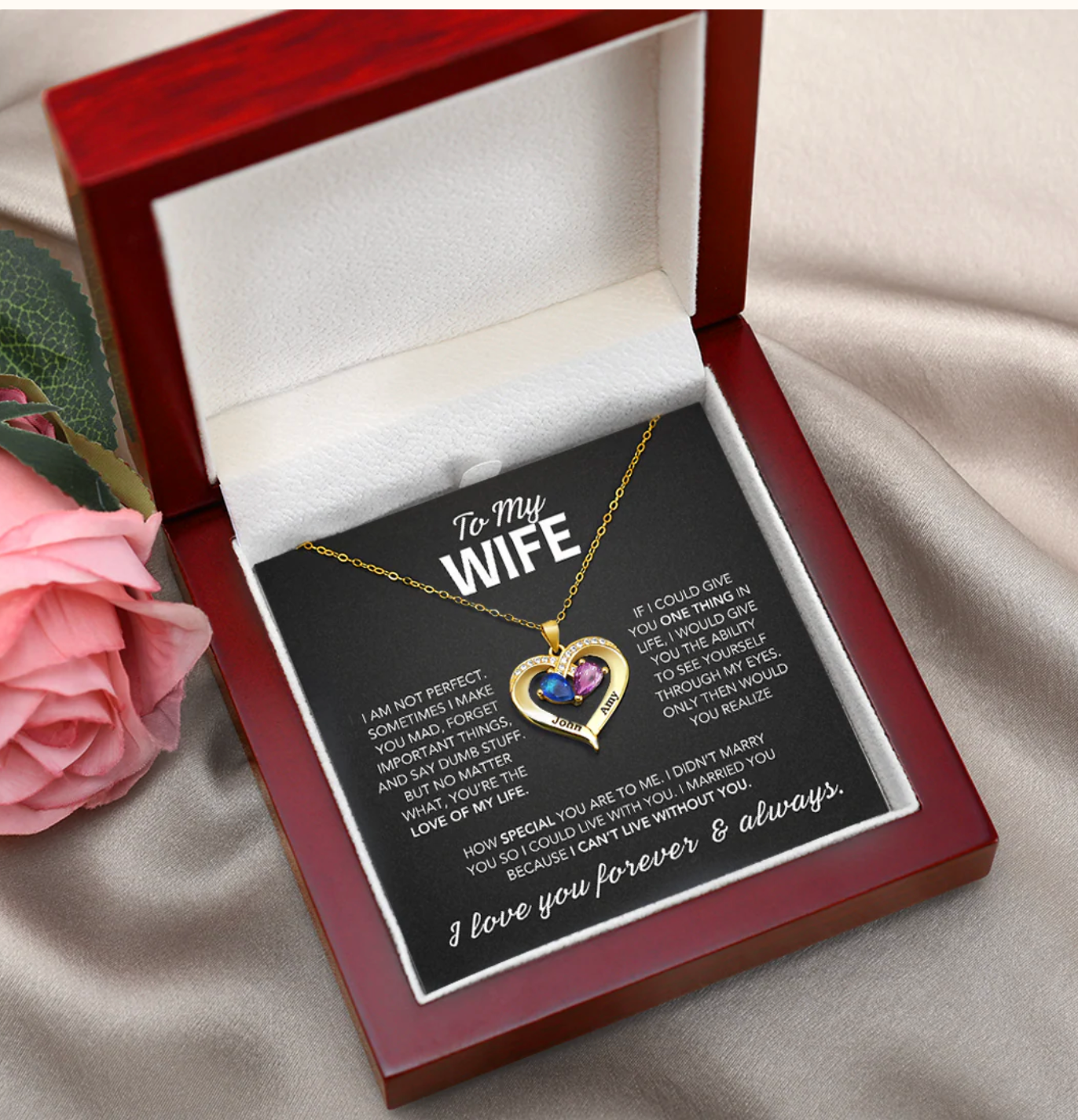 Always Yours - Geburtsstein Herz Halskette