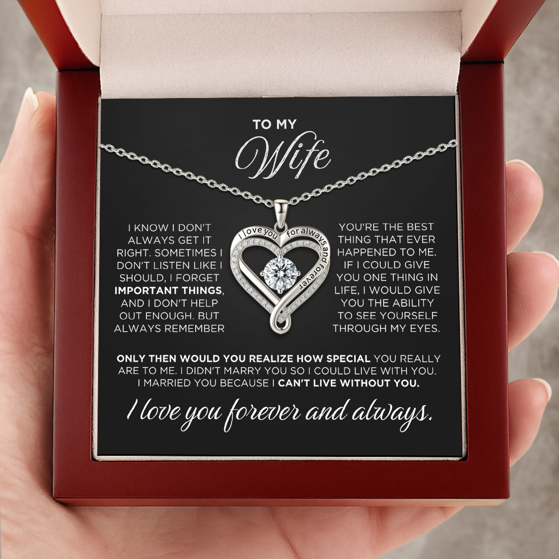 Collar con corazón infinito «Para mi esposa»